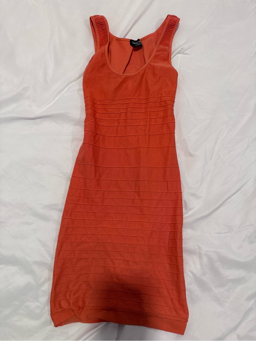 bebe Coral Ribbed Midi Tank Dress
